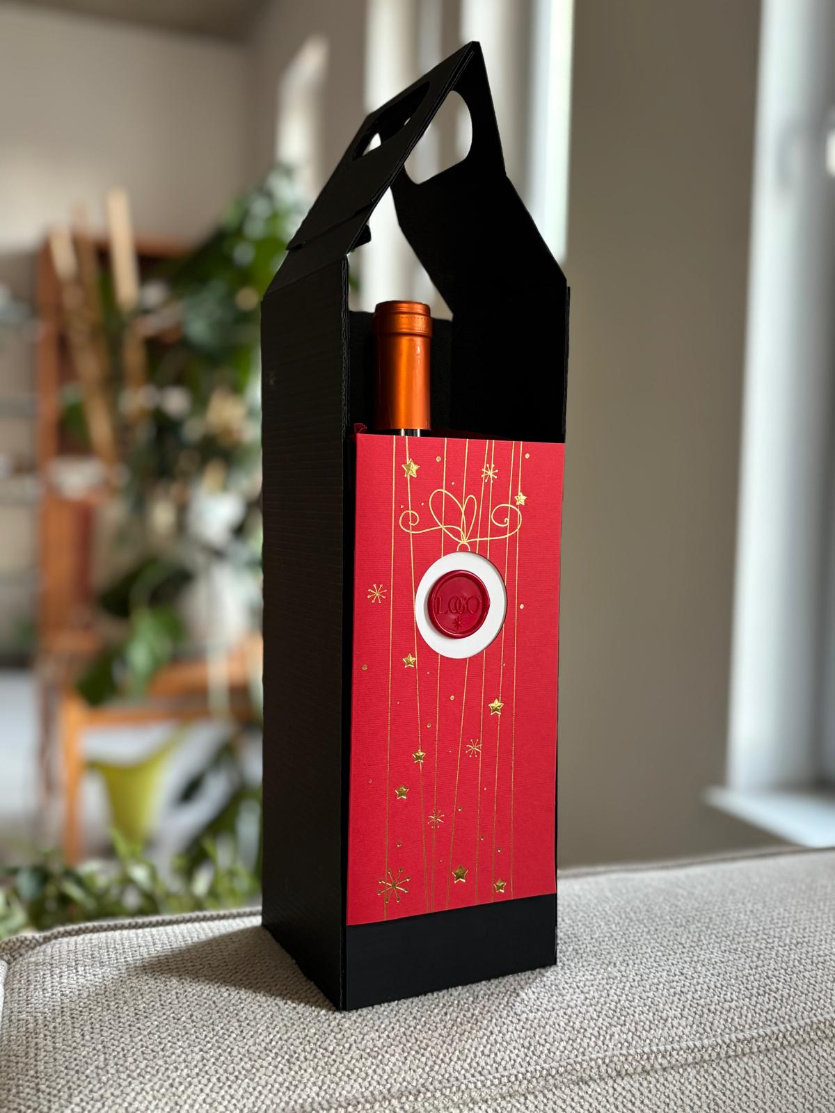 Opakowanie na butelkę Wina z rączką ze kartonu